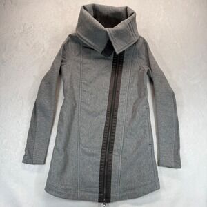 Lululemon‎ Virasana Blanket wrap Jacket Funnel Neck Asymmetrical Zip Gray Size 4